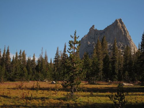 First view of Cathedral Peak. took a while to recognize it because it seemed too short from this angle