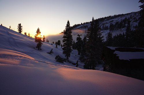 Hut at sunset
