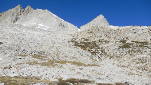 Start of ascent near the lower Seven Gables Lakes