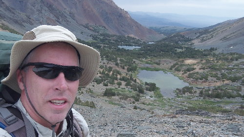 Looking down at Virginia Lakes trailhead