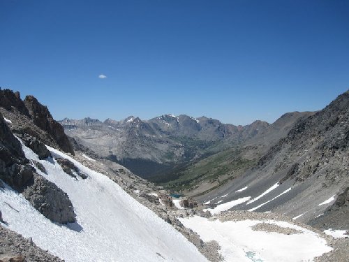 Shepherd lake across to soldier lake and Virginia and Matterhorn peaks