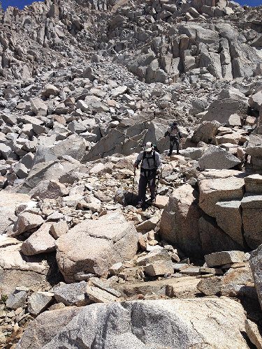 N and K coming down the talus.