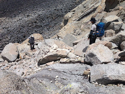 Finding our way down the cliff.