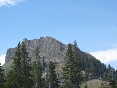 Devils peak from trail far right of peak gully I went up a little left gully I came down