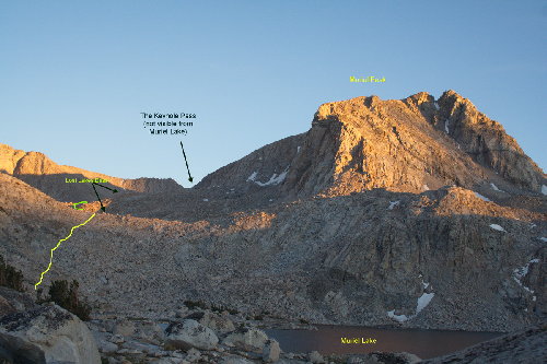 Our path from Muriel Lake.  Hang to the left side where there is even an occasional faint trail