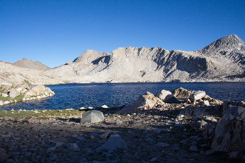 Our tent in the nice wind protected outcropping.  With other less fortunate tents around us.