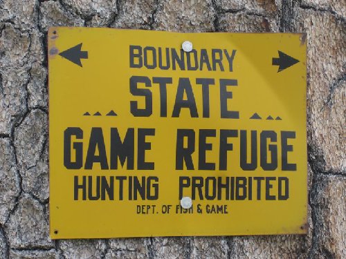 Game refuge sign