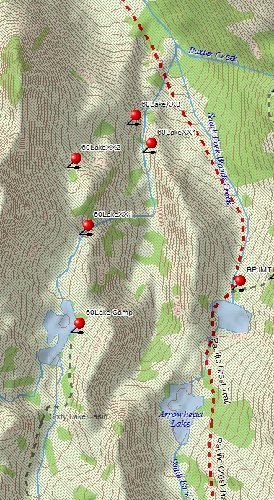 Possible X-C route from Sixty Lake B to JMT