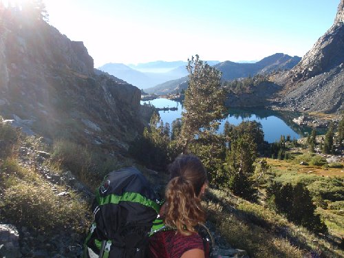 Lookign back on Minaret Lake form 1/2 way up the us etrail to Cecile Lake