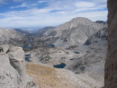Looking back to trailhead, Treasure lakes, gem lakes, chickenfoot , long etc
