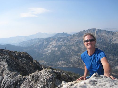 Top of Rubicon Peak Stoney ridge lake and Phipps peak background