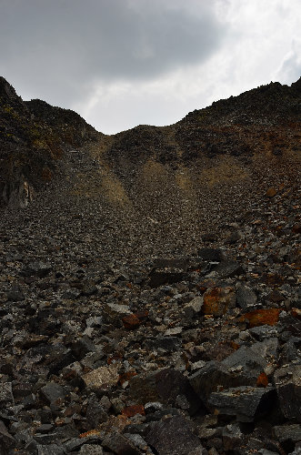 The steep and loose East side of Rambaud Pass