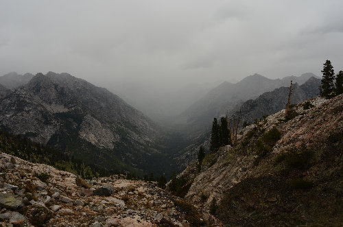 A similar view as the day prior except this time The Palisade and everyone on the JMT up Palisade Creek were having the full force of mother nature's fury!